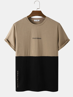 T-shirts patchwork bicolore à imprimé lettre Citry Veins pour hommes