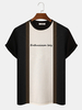 T-shirts preppy à broderie lettre patchwork à rayures pour hommes