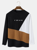 T-shirts preppy en tricot pour hommes avec motif de lettres en blocs de couleur