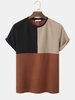 T-shirts preppy texturés à coutures contrastées pour hommes Vines