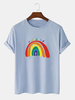 T-shirts respirants à manches courtes 100% coton à imprimé arc-en-ciel
