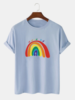 T-shirts respirants à manches courtes 100% coton à imprimé arc-en-ciel