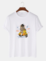 T-shirts respirants à manches courtes 100% coton à imprimé astronaute mignon