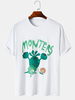 T-shirts respirants à manches courtes en coton à col rond imprimé Monters