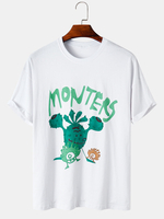 T-shirts respirants à manches courtes en coton à col rond imprimé Monters