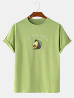 T-shirts respirants à manches courtes en coton à imprimé avocat pour hommes