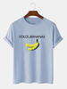 T-shirts respirants à manches courtes en coton à imprimé banane et lettre