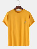T-shirts respirants à manches courtes en coton brodé à la banane