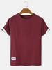 T-shirts respirants à manches courtes en coton et lin de couleur unie
