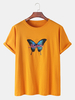 T-shirts respirants à manches courtes en coton imprimé papillon