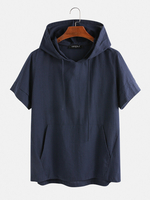 T-shirts respirants à manches courtes et à capuche 100% coton pour hommes