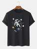 T-shirts respirants à manches courtes et à imprimé astronaute 100% coton