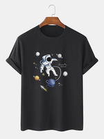 T-shirts respirants à manches courtes et à imprimé astronaute 100% coton