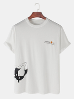 T-shirts respirants à manches courtes et imprimé animal en coton