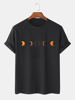 T-shirts respirants à manches courtes et imprimé Moon Eclipse en coton