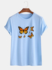 T-shirts respirants à manches courtes et imprimé papillon pour hommes