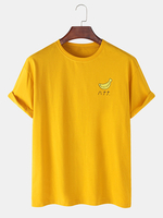 T-shirts respirants décontractés à manches courtes 100% coton imprimé banane