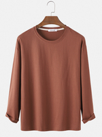 T-shirts respirants en coton à col rond de couleur unie pour hommes occasionnels