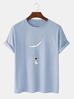 T-shirts respirants en coton à manches courtes 100 * imprimé astronaute de dessin animé mignon