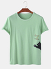 T-shirts respirants lâches dété de couleur unie dimpression de chat de bande dessinée pour hommes