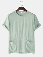 T-shirts simples à manches courtes simples à double poche