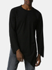 T-shirts simples pour hommes à col rond et à manches longues avec ourlet asymétrique