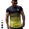 T-shirts pour hommes dégradés élasticité dété mince respirant séchage rapide à manches courtes Sports de plein air