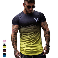 T-shirts pour hommes dégradés élasticité dété mince respirant séchage rapide à manches courtes Sports de plein air