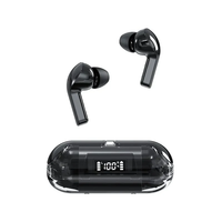 T04 Transparent bluetooth Earphone Wireless Headphones LED Power Display Sports Music Headphone with Mic