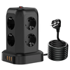 T13 10A 2200W 12-in-1 Vertical Tower Power Strip with 8 AC Outlets+3USB-A+1USB-C and 1.8M Extension Cord Surge Protectio