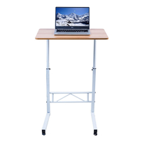 Table de bureau pour ordinateur portable Macbook réglable en hauteur mobile en bois avec roue universelle