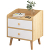 Table de chevet en bois Table dextrémité de chambre à coucher support latéral étagère de rangement moderne avec 2 t