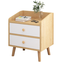 Table de chevet en bois Table dextrémité de chambre à coucher support latéral étagère de rangement moderne avec 2 t