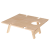 Table en bois pliable portable avec porte-gobelet en verre pour fournitures de maison