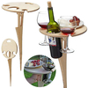 Table à vin extérieure en bois Table de pique-nique de Camping pliante Portable avec support en verre Table de casier à