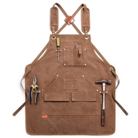 Tablier de travail durable tablier de travail en toile unisexe ciré robuste avec poches à outils sangles croisées réglab