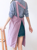 Tabliers de couleur pure de style japonais en lin de coton vintage robe avec poches