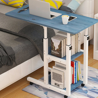 Étagère à 2 niveaux Table de chambre à coucher de bureau dordinateur amovible réglable avec roulettes