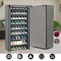 Étagère à chaussures en tissu non tissé 9 couches titulaire stockage de chaussures amovible antipoussière pour étagère à
