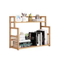 Étagère de bureau en bambou Version à deux couches Livre détudiant Support de rangement de papeterie Accessoires de