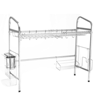 Étagère de égouttoir à vaisselle multifonctionnelle à 2 niveaux avec porte-ustensile égouttoir à vaisselle en forme de H
