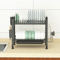 Étagère de rangement pour séchoir à vaisselle Support de cuisine Organisateur dégouttoir de plaque de fer