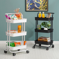 Étagère de support de rangement de cuisine à 3 couches avec roues,  tour de glissière mince mobile assembler une étagère