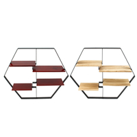 Étagère murale en bois de style industriel rétro en métal avec support de rangement noir