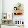 Étagère de rangement à Double couche,  cadre en fer,  rangement mural décoratif,  étagère en bois,  organisateur daffic