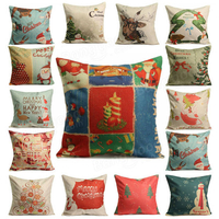 Taie doreiller en lin de coton de renne de Noël Père Noël Housse de coussin de cadeaux de voiture de canapé