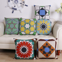 Taie doreiller hexagonale en coton lin géométrique housse de coussin de bureau de voiture canapé carré