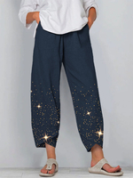 Taille élastique à imprimé étoile Plus Pantalon décontracté à ourlet irrégulier