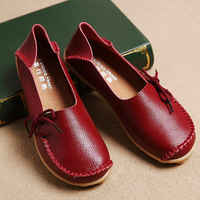 Taille US 5-13 Nouvelles Femmes Douces Mocassins Confortables à Lacets Plats Respirant Chaussures Plats en Cuir Casual