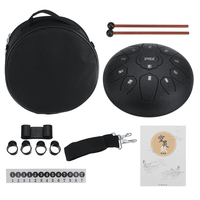 Tambour de langue en acier de 10 pouces Instrument de tambour de tambour de Handpan de 11 notes + sac et maillets